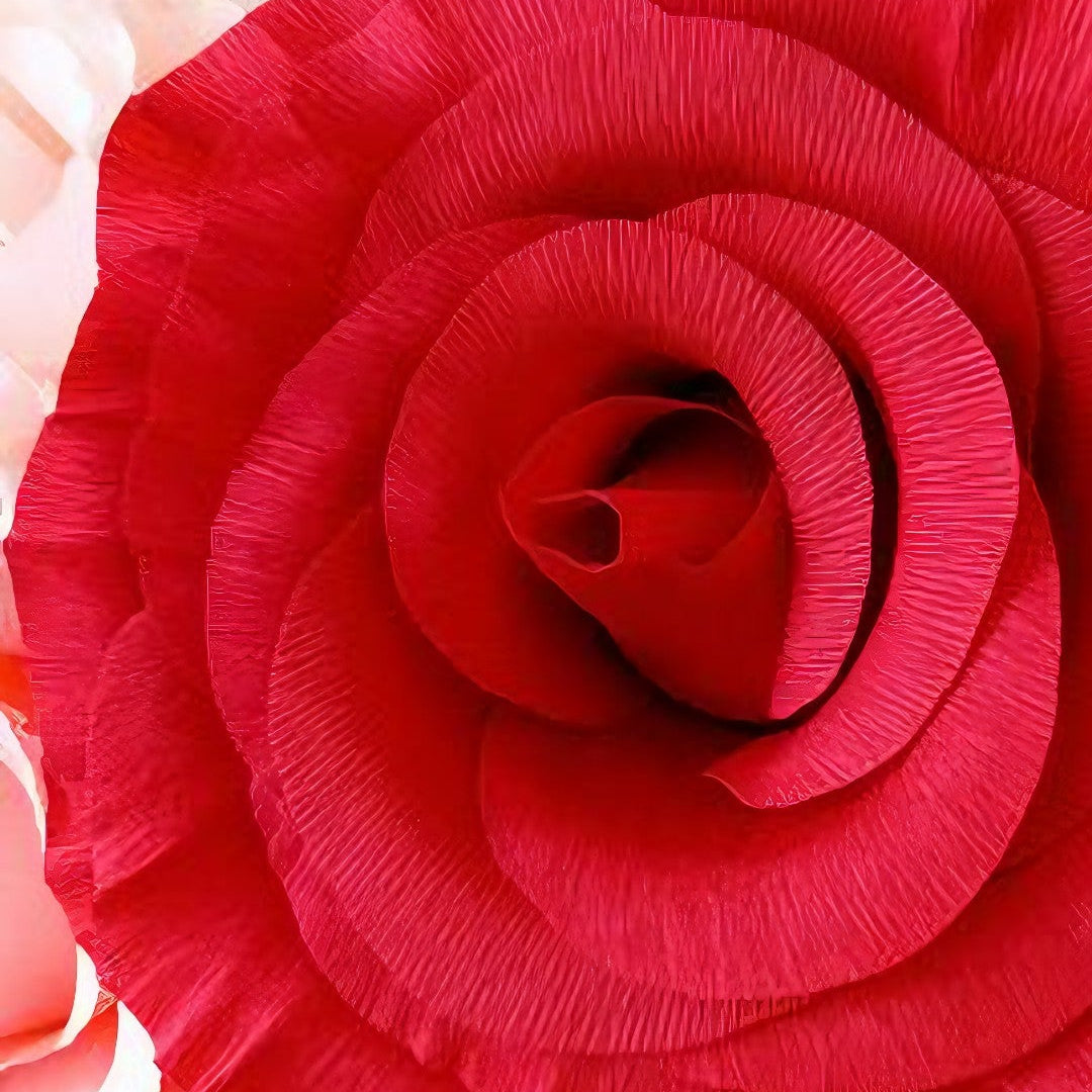 Close-up of a red crepe paper flower